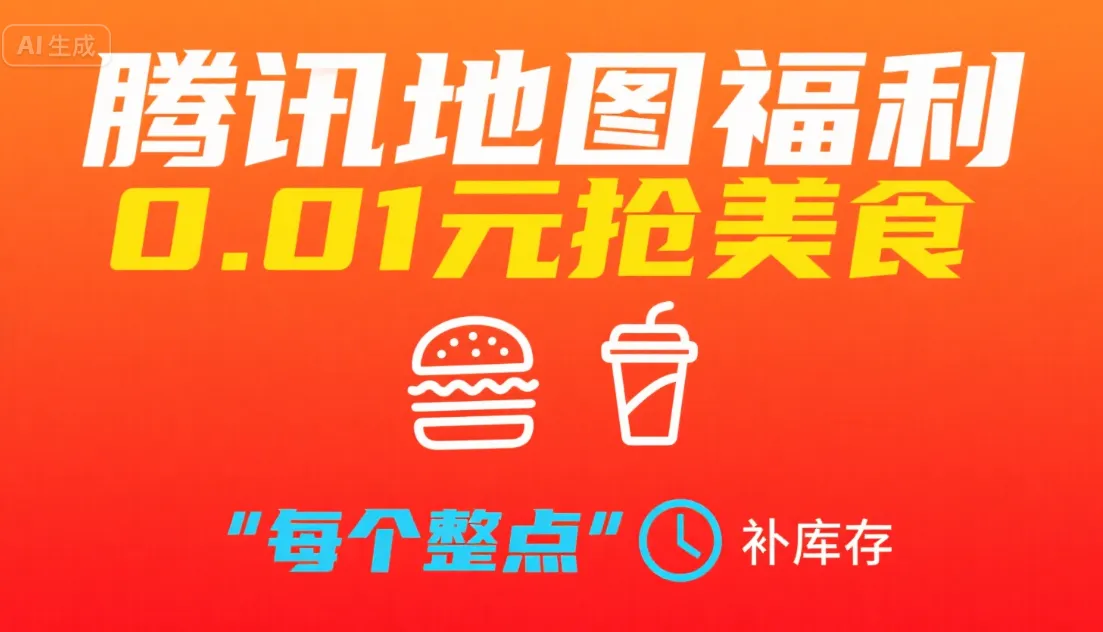 腾讯地图福利：整点抢0.01元美食/饮品-黑猫博客