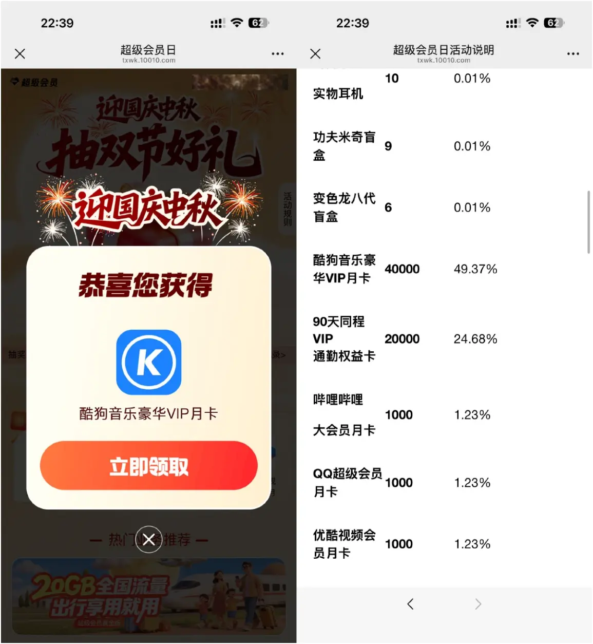 联通王卡抽实物或各类会员等